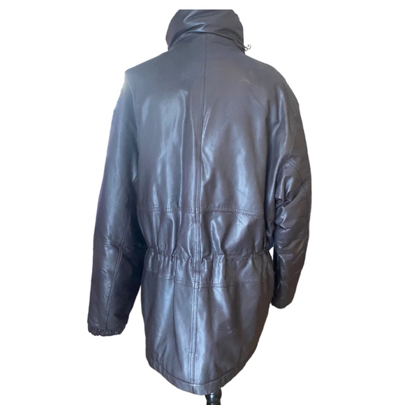 Vintage EDDIE BAUER Mens XL Brown Leather and Down winter zip jacket - Picture 2 of 16